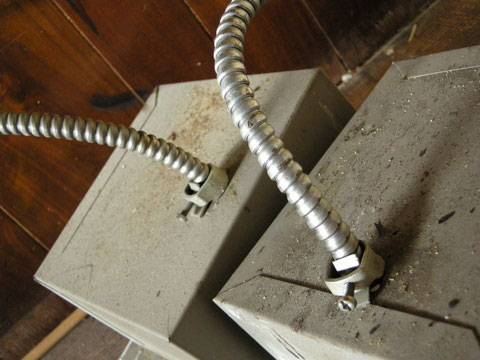 old light fixtures removed from ceiling