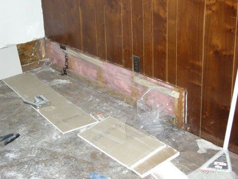 pink insulation for the outer wall
