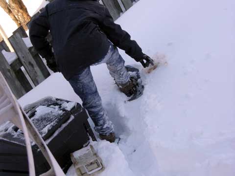 At the bin...sorry for the rear end view